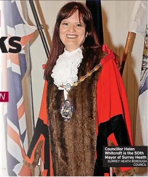  ?? SURREY HEATH BOROUGH COUNCIL ?? Councillor Helen Whitcroft is the 50th Mayor of Surrey Heath