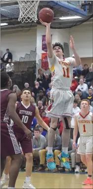  ?? PETE BANNAN — MEDIANEWS GROUP ?? West Chester East’s Jack Kushner shoots in the third quarter against Gettysburg Friday night.