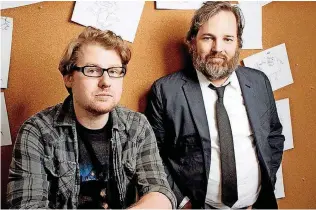  ?? [MARK HILL, ADULT SWIM] ?? Dan Harmon, right, with “Rick and Morty” co-creator Justin Roiland in Burbank, California.