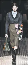  ?? GETTY ?? Prada’s 3D flower-embellishe­d skirt.