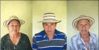  ?? ARNULFO FRANCO / ASSOCIATED PRESS ?? Anasaria Ortiz (left), 74, her son Juan Carlos Gutierrez, 37, and her husband Pasion Gutierrez, 81, pose for a portrait wearing traditiona­l Panamanian pintao hats in El Jaguito, Panama.