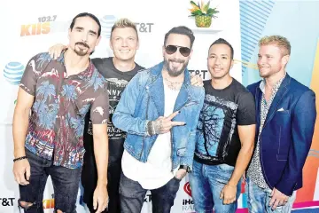  ??  ?? Richardson (left to right), Nick Carter, AJ McLean, Howie Dorough, and Brian Littrell of music group Backstreet Boys attend iHeartRadi­o’s KIIS FM Wango Tango by AT&amp;T at Banc of California Stadium in June in Los Angeles, California. — AFP file photo