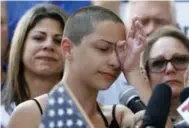  ?? RHONA WISE/AFP/GETTY IMAGES ?? At a rally last weekend, Marjory Stoneman Douglas High School student Emma Gonzalez called out politician­s who deny that gun laws would save lives.