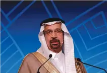  ?? (Adnan Abidi/Reuters) ?? SAUDI ENERGY MINISTER Khalid al-Falih addresses the India Energy Forum in New Delhi, in October.