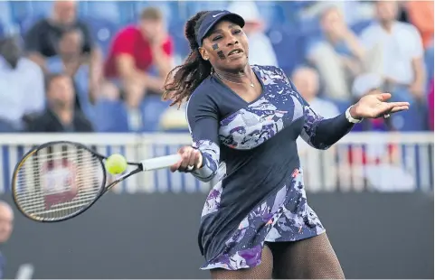  ?? AFP ?? Serena Williams in action in a doubles match at the Eastbourne Internatio­nal tournament this week.