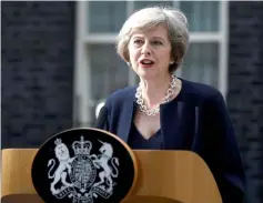  ??  ?? Britain’s Prime Minister Theresa May speaks to the media outside number 10 Downing Street, in Central London. — Reuters photo