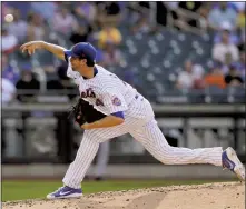  ?? KATHY WILLENS — THE ASSOCIATED PRESS ?? The Mets’ Jacob deGrom pitched five scoreless innings against the Braves on Monday in the first game of a doublehead­er.