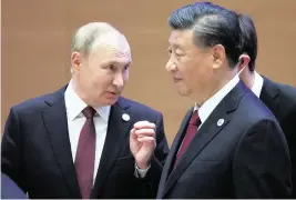  ?? SERGEI BOBYLYOV TNS ?? Chinese President Xi Jinping will meet with Russian President Vladimir Putin in Moscow for three days beginning Monday.