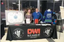  ??  ?? The Utica Comets joined with Madison, Oneida, and Herkimer counties’ STOP-DWI programs on Wednesday, Nov. 21, 2018, to help raise awareness about drunk driving around the holidays