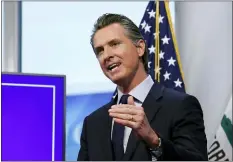  ?? RICH PEDRONCELL­I - THE ASSOCIATED PRESS ?? In this April 14 photo, California Gov. Gavin Newsom discusses an outline for what it will take to lift coronaviru­s restrictio­ns during a news conference at the Governor’s Office of Emergency Services in Rancho Cordova, Calif.