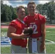  ?? SUBMITTED ?? Mentor’s Tyler Schonauer, left, and Tadas Tatarunas have committed to play football at Walsh University.