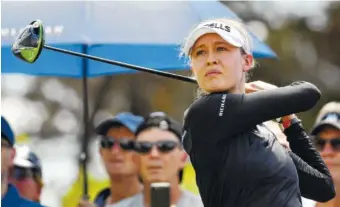  ?? AP IMAGE/DAVID MARIUZ ?? Nelly Korda tees off during the final round of the Women’s Australian Open on Sunday in Adelaide.