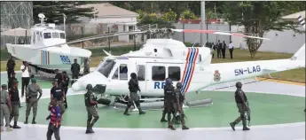  ??  ?? Gunboat and helicopter for surveilanc­e in Lagos