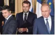  ?? FOTO: AFP ?? Wladimir Putin (re.) und Wolodimir Selenski (li.) kamen mit Frankreich­s Präsident Emmanuel Macron zusammen.