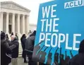  ??  ?? Ohio’s strict voter registrati­on laws drew protests outside the U.S. Supreme Court in January.