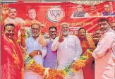  ?? SOURCED ?? BJP chief Swatantra Dev campaigned for Dinesh Yadav ‘Nirahua’in Azamgarh on Monday
