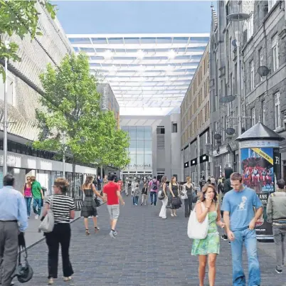  ??  ?? POTENTIAL: An artist’s impression showing the Bon Accord Centre, with a canopy, looking along George Street