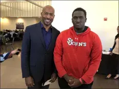  ?? SUBMITTED PHOTO ?? Jahir Alleyne, a junior at Cardinal O’Hara High School and a volunteer at Anna’s Place in Chester, recently met Van Jones at the Delaware County Black Caucus Symposium held at Cheyney University. Jahir attended as the guest of Michael Malloy, Esq. Anthony Kapel “Van” Jones is an American news commentato­r, author, and attorney. He is a co-founder of several nonprofit organizati­ons, including the Dream Corps.