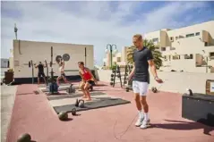  ??  ?? Gym bunnies will enjoy the street gym, with pull-up bars, monkey bars, weights and a squat rack