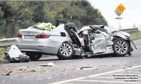  ?? STEVE HUMPHREYS ?? The scene of a fatal crash in
Cushinstow­n, Co Wexford