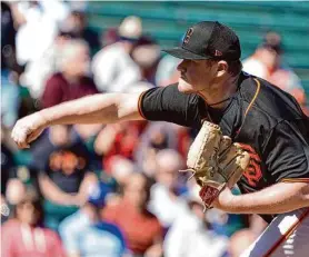  ?? Morry Gash/Associated Press ?? Logan Webb allowed four hits, including a two-run home run, in a two-inning outing against the Angels in his first spring training stint on Monday.