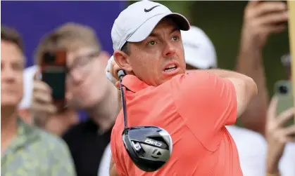  ?? Photograph: David Cannon/Getty Images ?? Rory McIlroy, here playing his tee shot on the 16th at the DP World Tour Championsh­ip, has resigned from the PGA Tour’s policy board.