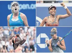  ?? AFP ?? Clockwise, from top left, CoCo Vandeweghe, Venus Williams, Madison Keys and Sloane Stephens celebrate after winning their quarter-final matches.