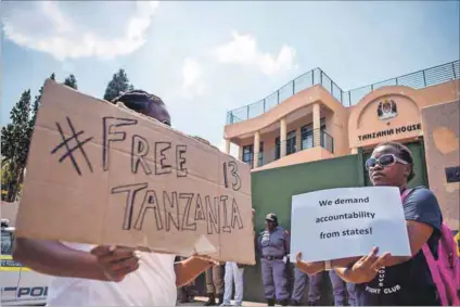  ??  ?? ‘Crackdown’: More than two weeks after 13 human rights activists were arrested in Dar es Salaam under the country’s restrictiv­e anti-gay laws, they have yet to hear if they are being charged. Photo: Oupa Nkosi