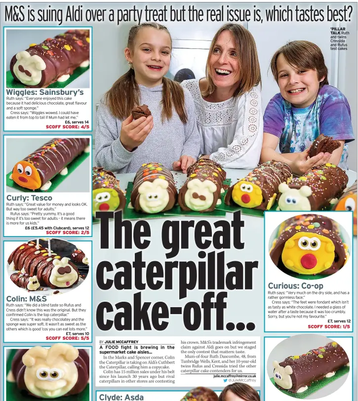  ??  ?? ’PILLAR TALK Ruth and twins Cressida and Rufus test cakes