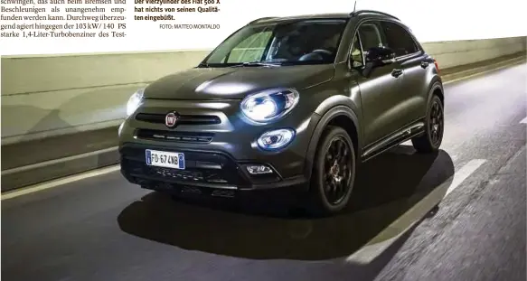  ?? FOTO: MATTEO MONTALDO ?? Retro in Karosserie und Motor: Der Vierzylind­er des Fiat 500 X hat nichts von seinen Qualitäten eingebüßt.