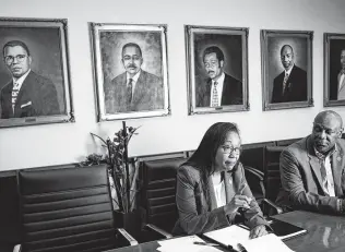  ?? Marie D. De Jesús / Staff photograph­er ?? Joan R.M. Bullock, dean of Texas Southern University’s Thurgood Marshall School of Law, fired assistant dean Edward Rene in September over “certain admissions irregulari­ties.”