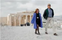  ??  ?? US President Barack Obama tours Acropolis with Dr Eleni Banou, director of Ephorate of Antiquitie­s for Athens, Ministry of Culture, on Wednesday.