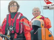  ??  ?? Pilot Ashley Rose and husband Jerry patrol waters off Dornoch with the lifeboat crew