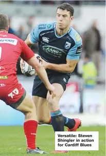  ??  ?? Versatile: Steven Shingler in action for Cardiff Blues