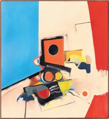  ??  ?? “Eclipse With French Flag” by Kenneth R. Miller, 40x44 oil on canvas, 1973.