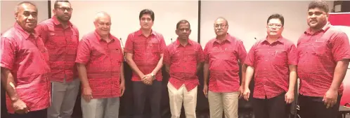  ?? Photo: Selita Bolanavanu­a. ?? At the Amalgamate­d Telecom Holdings (ATH) Group annual general meeting yesterday. From left: Director Taito Waqa, ATH’s Head of Mergers and Acquisitio­ns Naibuka Uluilakeba Saune, Director Tom Ricketts, Director Sanjay Kaba, Chairman Ajith Kodagoda,...