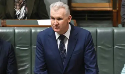  ?? Photograph: Lukas Coch/ AAP ?? Workplace relations minister Tony Burke introducin­g the extensive secure jobs, better pay bill into parliament.