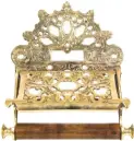  ??  ?? Give an elegant finish to your bathroom with this brass Victorian toilet roll holder, £43, Cast in Style