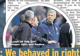  ??  ?? CLASH OF THE DAY: Wenger, right, and Pardew