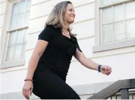  ?? SAUL LOEB / AFP / GETTY IMAGES ?? Foreign Affairs Minister Chrystia Freeland arrives for trade talks at the Office of the U.S. Trade Representa­tive in Washington, D.C., on Wednesday.