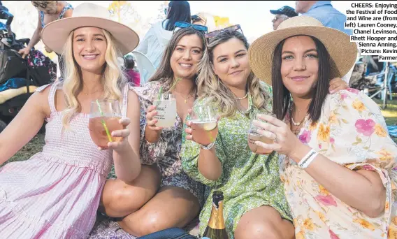  ?? Picture: Kevin Farmer ?? CHEERS: Enjoying the Festival of Food and Wine are (from left) Lauren Cooney, Chanel Levinson, Rhett Hooper and Sienna Anning.