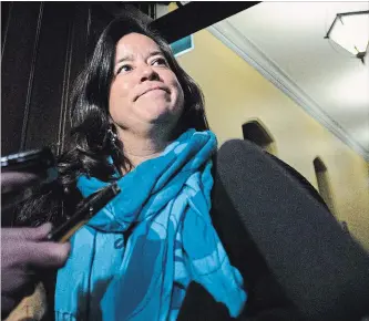  ?? SEAN KILPATRICK THE CANADIAN PRESS ?? Liberal MP (and ex-justice minister) Jody Wilson-Raybould arrives at an Ottawa caucus meeting Wednesday.