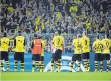  ?? FOTO: DPA ?? Auf die gelbe Wand im Rücken müssen die BVB-Kicker verzichten.