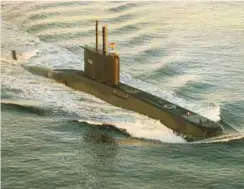  ??  ?? HDW class 209/1500 submarine for the Indian Navy undergoing sea trials