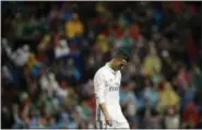  ?? DANIEL OCHOA DE OLZA — THE ASSOCIATED PRESS ?? Real Madrid’s Cristiano Ronaldo reacts during a Spain’s La Liga soccer match between Real Madrid and Athletic Bilbao at the Santiago Bernabeu stadium in Madrid, Spain, Oct. 23.