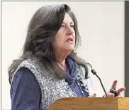  ?? / Adam Cook ?? Catoosa County Citizens for Literacy Executive Director Shirley Smith gives an update on the organizati­on’s recent accomplish­ments and programs during an Oct. City Council meeting in Fort Oglethorpe.