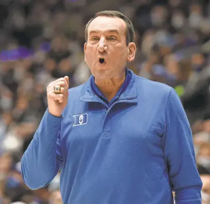  ?? ROB KINNAN/USA TODAY SPORTS ?? Fans are paying hundreds – if not thousands – of dollars and traveling from all over to see Mike Krzyzewski coach his final games.