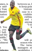  ??  ?? Opening goal: Watford’s Abdoulaye Doucoure celebrates