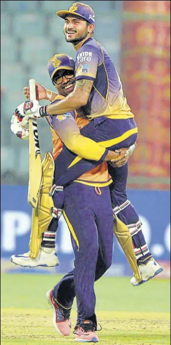  ?? PTI ?? Manish Pandey hit an unbeaten 69 to snatch victory from the jaws of defeat on Monday night.