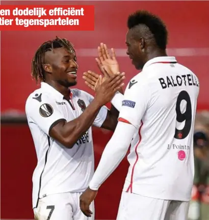  ?? FOTO PHOTO NEWS ?? Saint-Maximin en Balotelli vieren de 1-4.